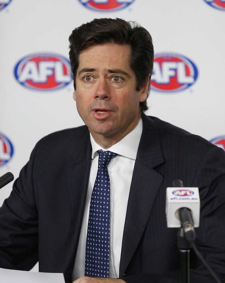 AFL 2015 Media - Gillon McLachlan addresses media on Phil Walsh passing AFL CEO Gillon McLachlan addresses the media on Friday - ${keywords}